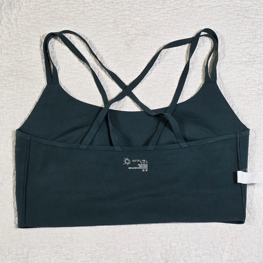OFFLINE By Aerie Real Me Hold Up Forest Green Sports Bra - Picture 5 of 6